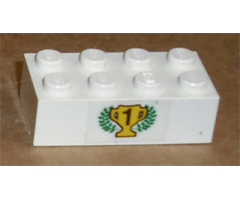 Brick 2 x 4 with Black Number 1 on Yellow Trophy Cup and Laurels Pattern (Sticker) - Set 6539