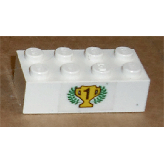Brick 2 x 4 with Black Number 1 on Yellow Trophy Cup and Laurels Pattern (Sticker) - Set 6539