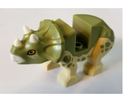 Animal, Dinosaur Triceratops Baby with Olive Green Top with White Horns and Beak Pattern
