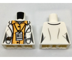 Torso Lab Coat with Pockets and ID Badge over Orange Shirt Pattern