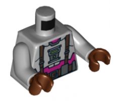 Torso Armor with Suspenders and Utility Belt over Purple Shirt Pattern / Light Bluish Gray Arms / Reddish Brown Hands