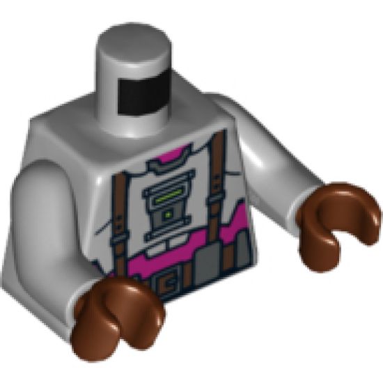 Torso Armor with Suspenders and Utility Belt over Purple Shirt Pattern / Light Bluish Gray Arms / Reddish Brown Hands