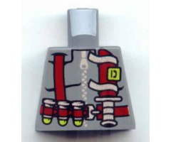 Torso Dino Vest with Dark Red Harness, 3 Bullets and Knife Pattern