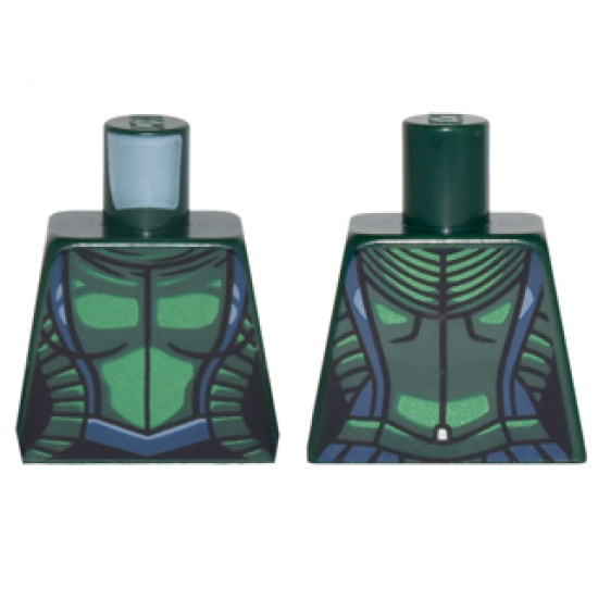 Torso Female Outline, Black Neckline and Lines, Dark Blue Trim and Belt Pattern
