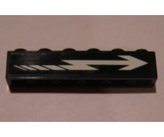 Brick 1 x 6 with White Arrow Pattern Model Right Side (Sticker) - Set 4533