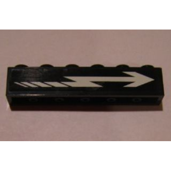 Brick 1 x 6 with White Arrow Pattern Model Right Side (Sticker) - Set 4533