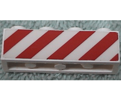 Brick 1 x 4 with Red Danger Stripes Pattern on Two Sides (Stickers) - Set 6681