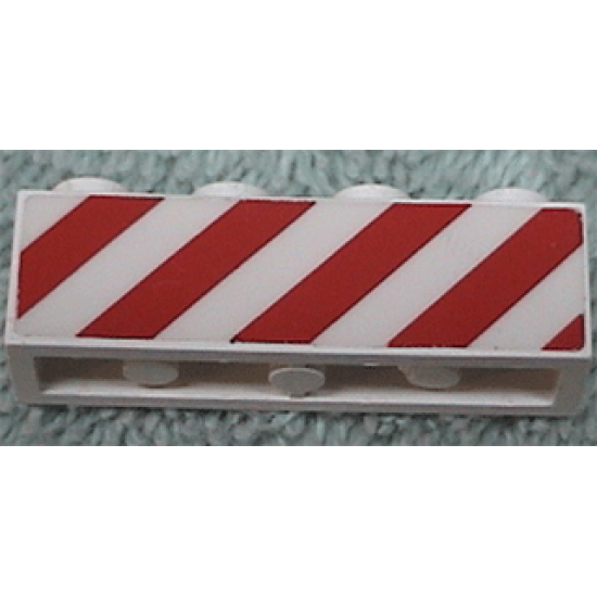 Brick 1 x 4 with Red Danger Stripes Pattern on Two Sides (Stickers) - Set 6681