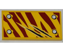 Tile 2 x 4 with 4 Rivets and 2 Claw Scratch Marks on Dark Red Tiger Stripes Pattern Model Bottom Left Side (Sticker) - Set 5886