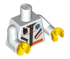 Torso Hospital EMT Star of Life, Zipper, Zippered Pockets, Radio Pattern / White Arms / Yellow Hands