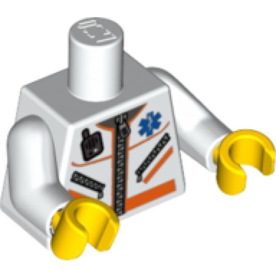 Torso Hospital EMT Star of Life, Zipper, Zippered Pockets, Radio Pattern / White Arms / Yellow Hands