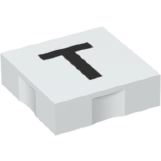 Duplo, Tile 2 x 2 with Black Capital Letter T Pattern