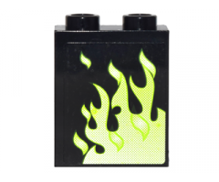Panel 1 x 2 x 2 with Side Supports - Hollow Studs with Green Flames Right Pattern (Sticker) - Set 4840