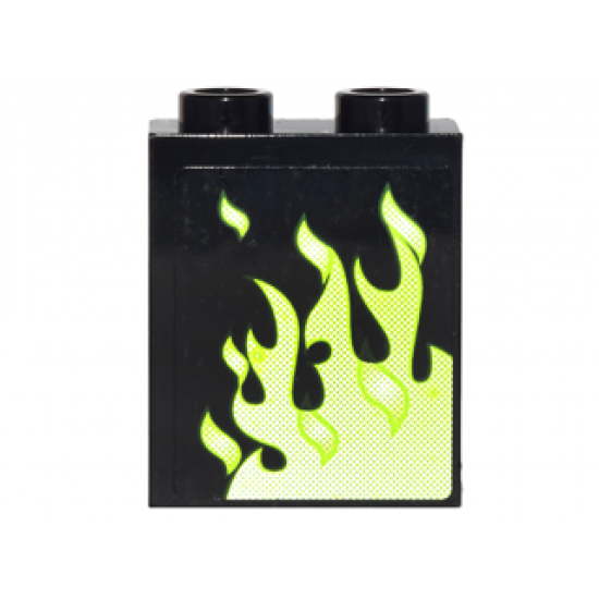 Panel 1 x 2 x 2 with Side Supports - Hollow Studs with Green Flames Right Pattern (Sticker) - Set 4840