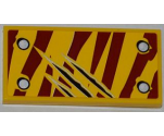 Tile 2 x 4 with 4 Rivets and 3 Claw Scratch Marks on Dark Red Tiger Stripes Pattern Model Bottom Right Side (Sticker) - Set 5886