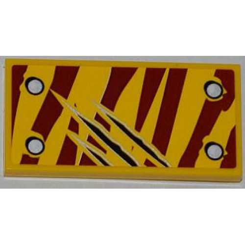Tile 2 x 4 with 4 Rivets and 3 Claw Scratch Marks on Dark Red Tiger Stripes Pattern Model Bottom Right Side (Sticker) - Set 5886