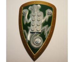 Large Figure Part Shield, 2 x 4 Brick Relief, Monkey with Green and Gold Pattern