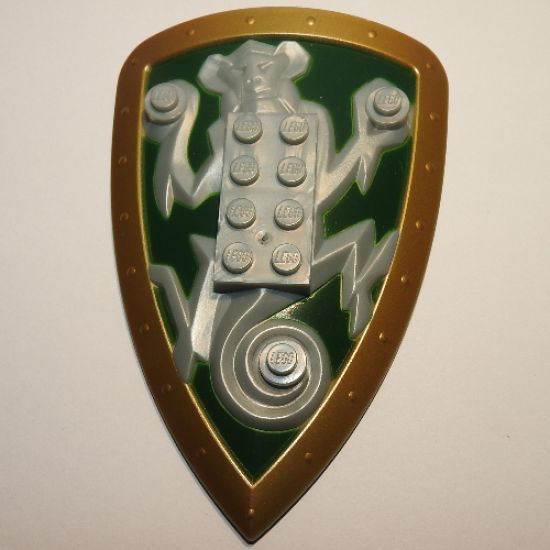 Large Figure Part Shield, 2 x 4 Brick Relief, Monkey with Green and Gold Pattern
