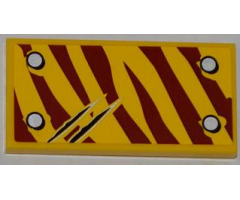 Tile 2 x 4 with 4 Rivets and 2 Claw Scratch Marks on Dark Red Tiger Stripes Pattern Model Top Left Side (Sticker) - Set 5886