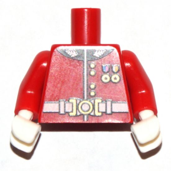 Torso Royal Guard Uniform with Gold Buttons, Medals and White Belt Pattern / Red Arms / White Hands