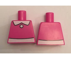 Torso White Collar, 1 White Button, and White Belt Front and Back Pattern