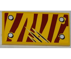 Tile 2 x 4 with 4 Rivets and 3 Claw Scratch Marks on Dark Red Tiger Stripes Pattern Model Top Right Side (Sticker) - Set 5886