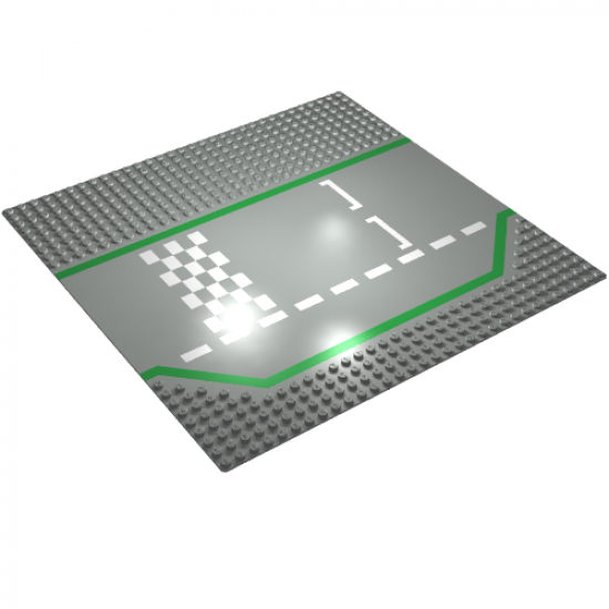 Baseplate, Road 32 x 32 3 Lane with Race Track Checkered Pattern