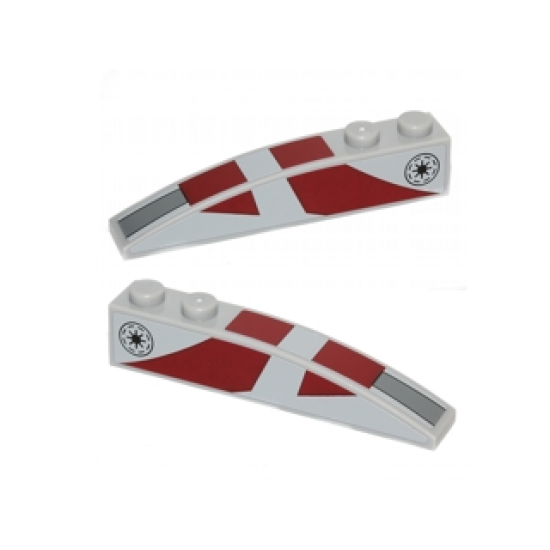 Slope, Curved 6 x 1 with Dark Red Stripes and SW Republic Pattern on Both Sides (Stickers) - Set 75012
