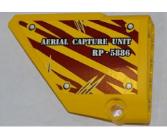 Technic, Panel Fairing #13 Large Short Smooth, Side A with 'AERIAL CAPTURE UNIT RP-5886' on Dark Red Tiger Stripes Pattern (Sticker) - Set 5886