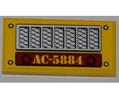 Tile 2 x 4 with Car Grille, 4 Rivets and 'AC-5884' Pattern (Sticker) - Set 5884