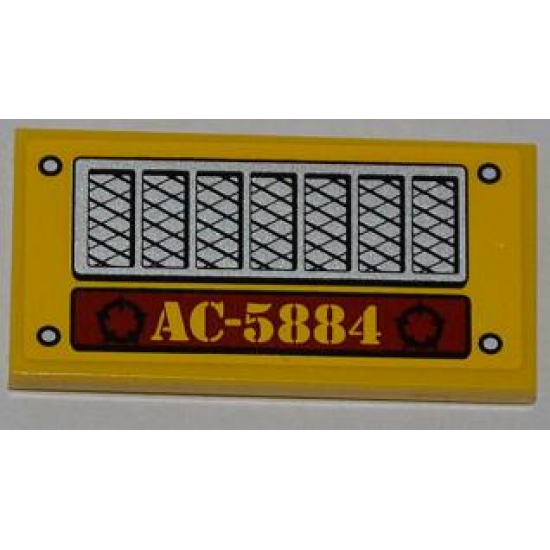 Tile 2 x 4 with Car Grille, 4 Rivets and 'AC-5884' Pattern (Sticker) - Set 5884