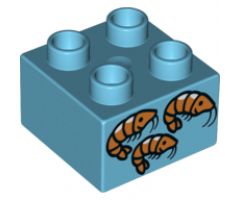 Duplo, Brick 2 x 2 with 3 Orange Shrimp Pattern