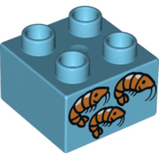 Duplo, Brick 2 x 2 with 3 Orange Shrimp Pattern