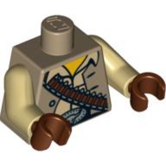 Torso Cowboy, Dark Tan Vest, Tan Shirt, Bandolier and Silver Buckle Pattern / Tan Arms / Reddish Brown Hands