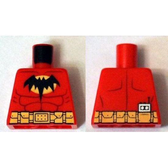 Torso Batman Logo on Light Orange Oval with Muscles and Gold Belt Front and Back Pattern