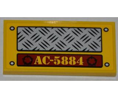 Tile 2 x 4 with Tread Plate, 4 Rivets and 'AC-5884' Pattern (Sticker) - Set 5884