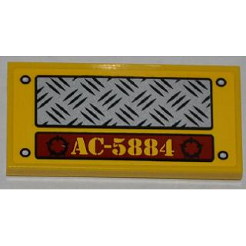 Tile 2 x 4 with Tread Plate, 4 Rivets and 'AC-5884' Pattern (Sticker) - Set 5884