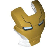Minifigure, Headgear Accessory Visor Top Hinge with Gold Face Shield, Black Lines, Blue and White Eyes Pattern