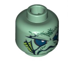 Minifigure, Head Alien with Large Blue Eyes, Turtle Mouth and Gills Pattern - Blocked Open Stud