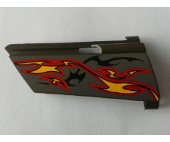 Technic, Panel Fairing #21 Large Long, Small Hole, Side B with Orange and Red Flames on Dark Gray Background Pattern (Sticker) - Set 8649