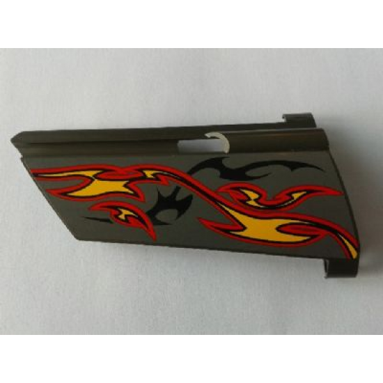 Technic, Panel Fairing #21 Large Long, Small Hole, Side B with Orange and Red Flames on Dark Gray Background Pattern (Sticker) - Set 8649