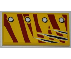 Tile 2 x 4 with 4 Rivets in 1 Line and Claw Scratch Marks on Dark Red Tiger Stripes Pattern Model Right Side (Sticker) - Set 5884