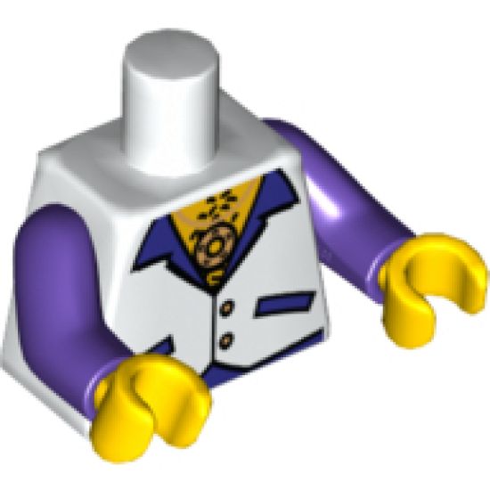 Torso Vest with Open Shirt, Medallion and Hairy Chest Pattern / Dark Purple Arms / Yellow Hands