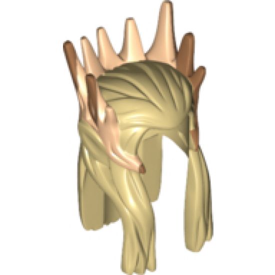 Minifigure, Hair Long with Medium Nougat Spikes and Light Nougat Elf Ears Pattern
