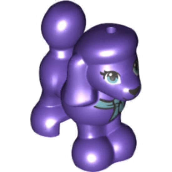 Dog, Friends, Poodle with Black and Metallic Blue Bow, Eyes, Nose and Mouth Pattern