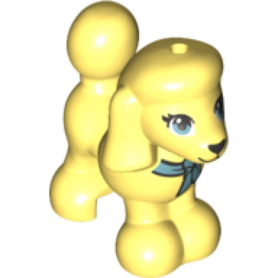 Dog, Friends, Poodle with Black and Metallic Blue Bow, Eyes, Nose and Mouth Pattern