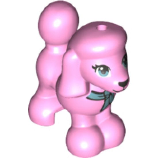 Dog, Friends, Poodle with Black and Metallic Blue Bow, Eyes, Nose and Mouth Pattern