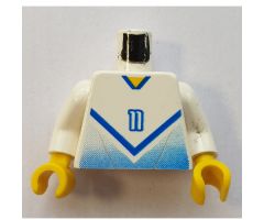 Torso Soccer Blue Chevron and No. 11 Front and Back Pattern / White Arms / Yellow Hands