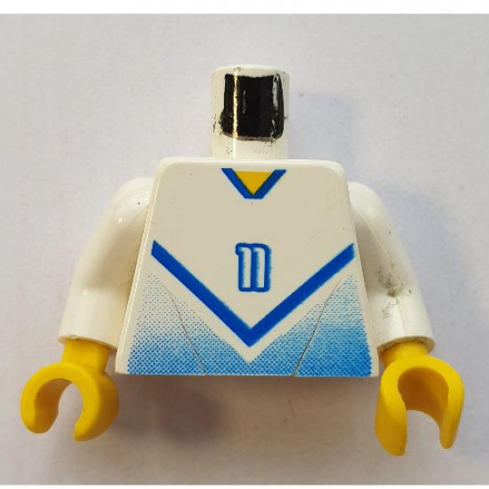 Torso Soccer Blue Chevron and No. 11 Front and Back Pattern / White Arms / Yellow Hands