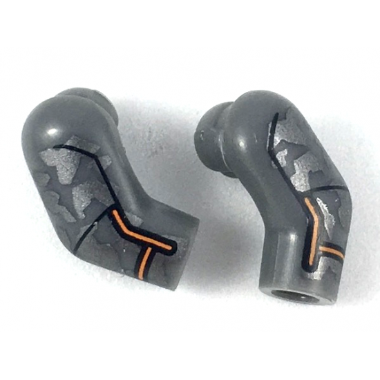 Arm, (Matching Left and Right) Pair with Silver Camo, Orange Stripes Pattern